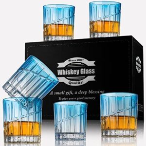 claplante 6 pack old fashioned whiskey glasses, 10 oz crystal rocks glasses, cocktail glass, gift box - barware for bourbon, scotch, rum glasses, drinking glasses, glass cups, whiskey gifts