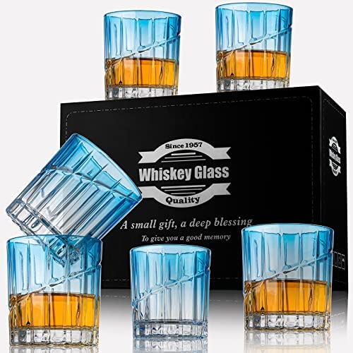 Claplante 6 Pack Old Fashioned Whiskey Glasses, 10 OZ Crystal Rocks Glasses, Cocktail Glass, Gift Box - Barware For Bourbon, Scotch, Rum glasses, Drinking Glasses, Glass Cups, Whiskey Gifts