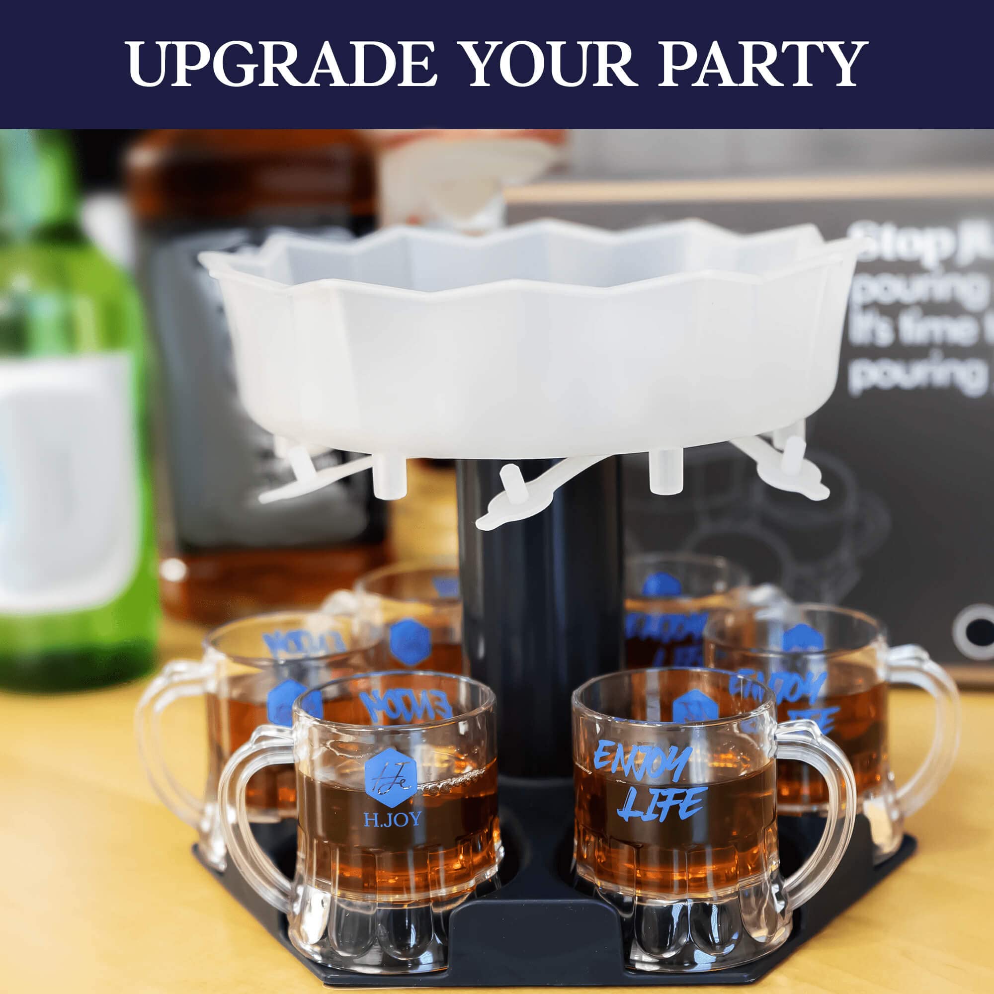 H.JOY Shot Dispenser, Unleash the Joy of Effortless Pouring for Social Gatherings and Parties - Pour 6 Shots Simultaneously with Unmatched Style, and Reliability (Nocturne Blue Black)