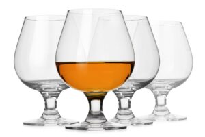 luxu crystal brandy snifter,modern & unique stemmed brandy glasses,premium cognac snifter for scotch & bourbon & whiskey and spirits, lead-free beer tasting glasses (12fl.oz set of 4)