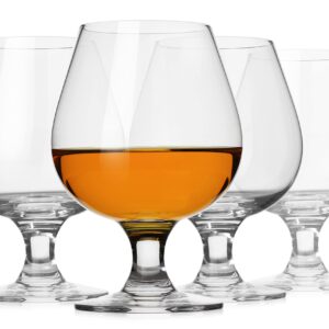 LUXU Crystal Brandy Snifter,Modern & Unique Stemmed Brandy Glasses,Premium Cognac Snifter for Scotch & Bourbon & Whiskey and Spirits, Lead-Free Beer Tasting Glasses (12FL.oz Set of 4)