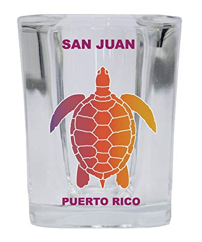 SAN JUAN Puerto Rico Square Shot Glass Rainbow Turtle Design