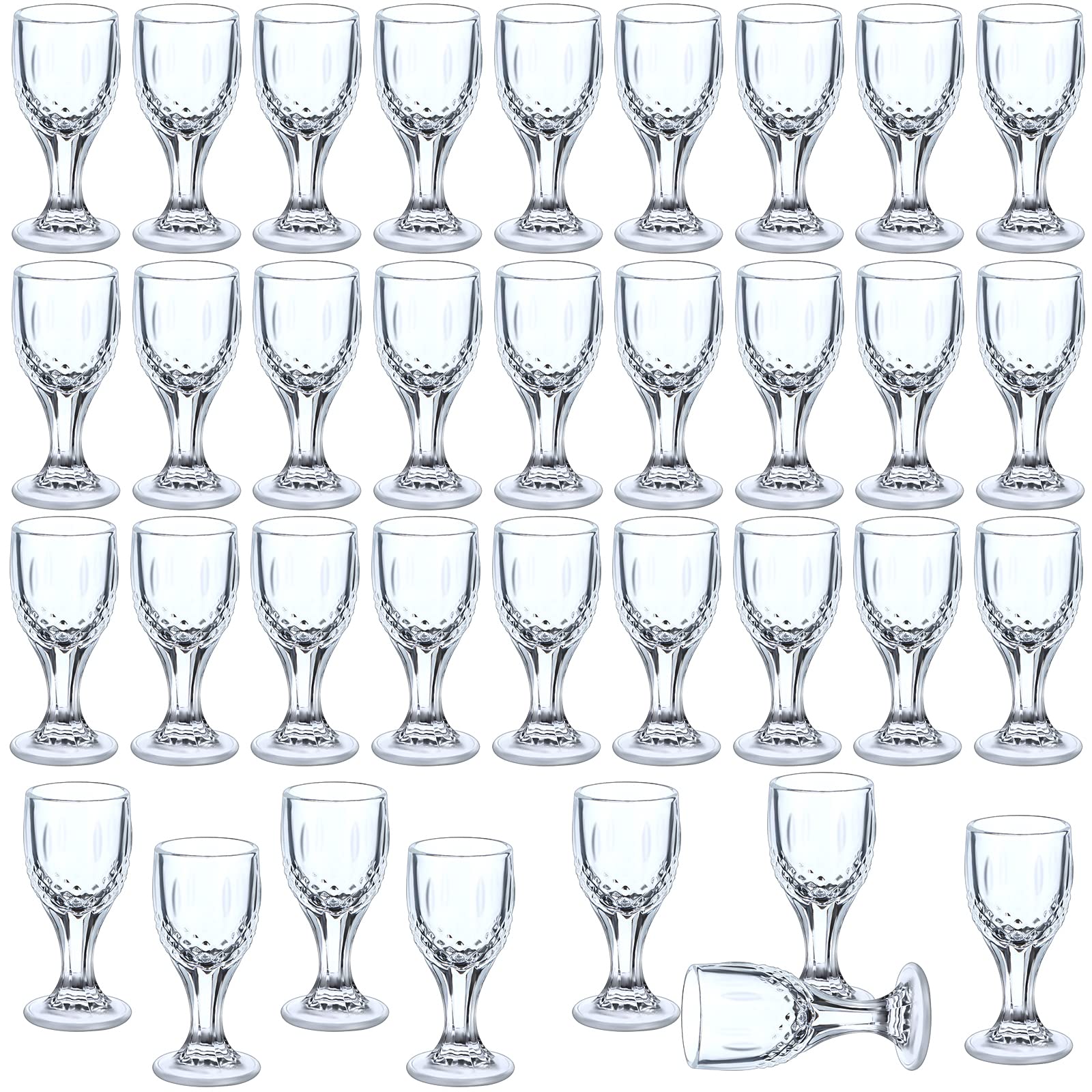 Ioffersuper 36-Pack Shot Glasses Set, 10Ml/0.338 Oz Mini Shot Glasses with Stem, Mini Wine Glasses, Thickness Glass