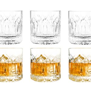 LEMONSODA Premium Double Rock Old Fashioned Whiskey Glasses - Set of 6 Cocktail Glasses for Scotch, Whiskey, Bourbon and Cognac - Vintage Arch Design - Gifts for Men (12 fl. oz.) (Arch)