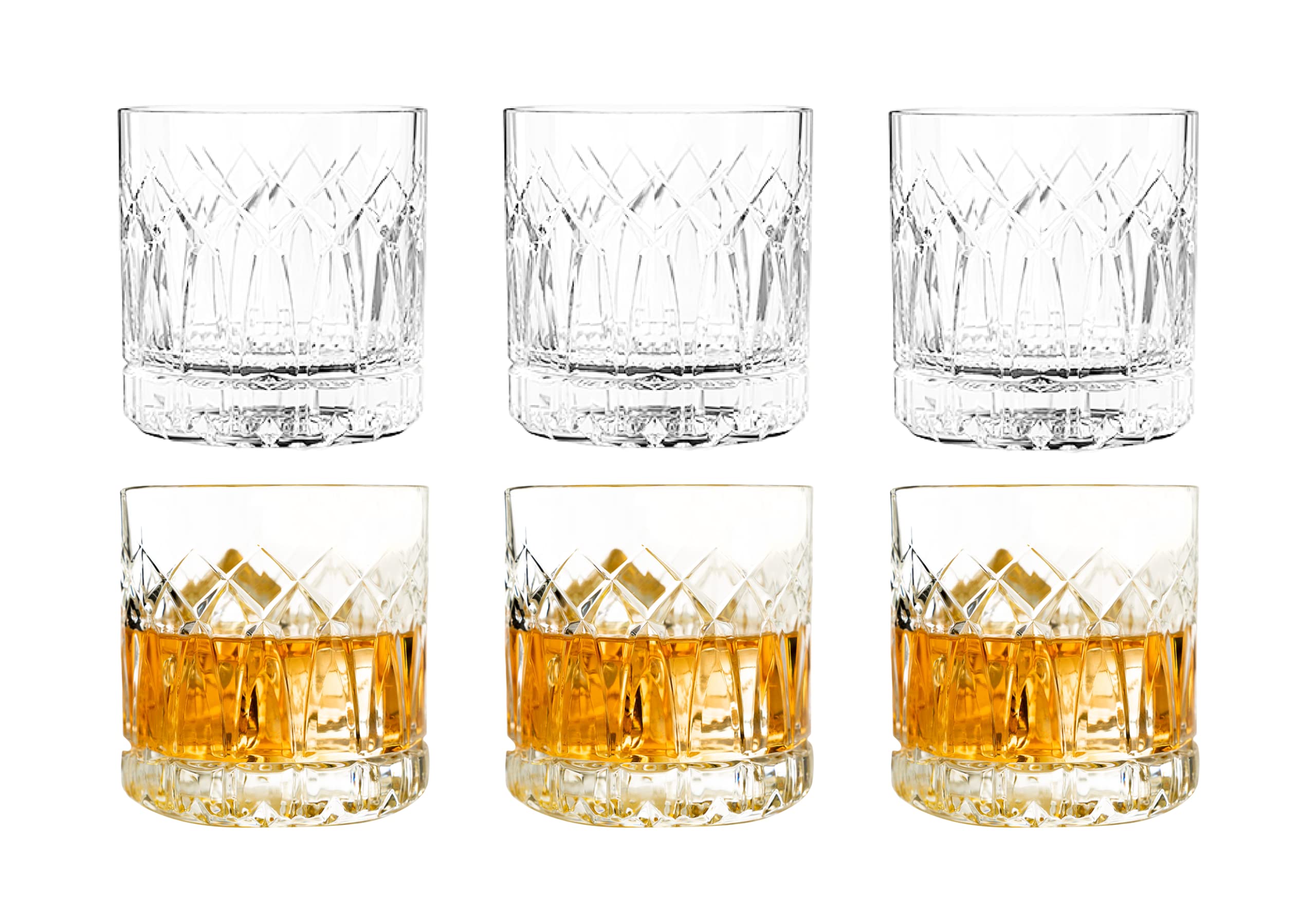 LEMONSODA Premium Double Rock Old Fashioned Whiskey Glasses - Set of 6 Cocktail Glasses for Scotch, Whiskey, Bourbon and Cognac - Vintage Arch Design - Gifts for Men (12 fl. oz.) (Arch)