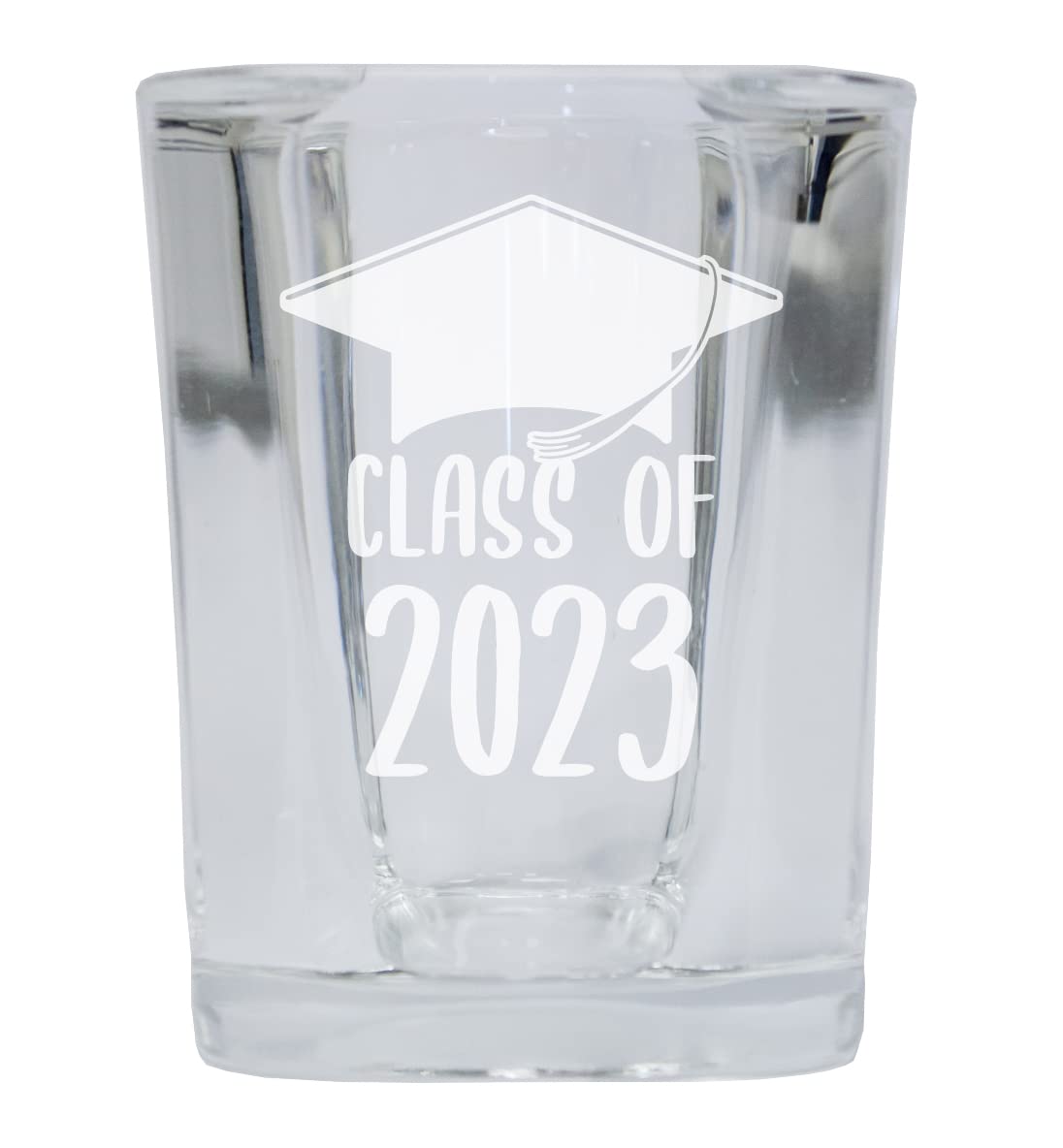 R and R Imports Class of 2023 Grad 2 Ounce Etched Square Shot Glass