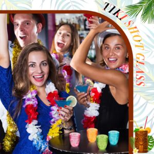 Irenare 24 Pcs Tiki Shot Glasses Hawaiian Style Tiki Cups Plastic Tiki Mug Tiki Bar Accessories Stackable Cocktail Party Shot Glasses Hold 2 oz Luau Party Supplies for Drinking(Trendy)