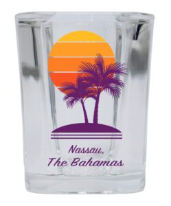 r and r imports nassau the bahamas souvenir 2 ounce square shot glass palm design