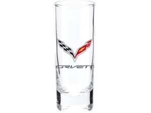 cordial shot glass with corvette c7 logo - 2.5 ounce