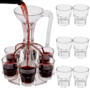 shot dispenser | comes with 6 acrylic shot glasses | pours 6 shots at once | great for parties, pre-games, drinking games | easily serve liquor with shot glass dispenser | makes a great gift!