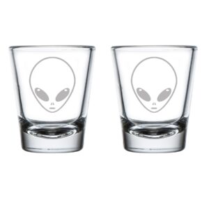 set of 2 shot glasses 1.75oz shot glass alien head