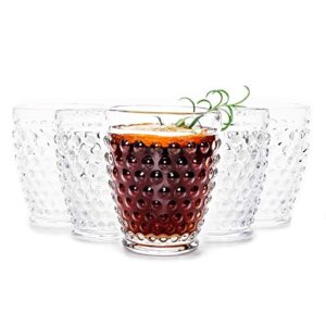 clear hobnail glasses tumbler - old fashioned vintage drinking glasses sets - for refreshments, soda & juice, perfect for dinner parties, bars & restaurants, 13oz, set of 6 (clear, tumbler(tall))
