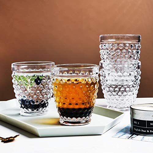 Clear Hobnail Glasses Tumbler - Old Fashioned Vintage Drinking Glasses Sets - for Refreshments, Soda & Juice, Perfect for Dinner Parties, Bars & Restaurants, 13oz, Set of 6 (Clear, Tumbler(Tall))
