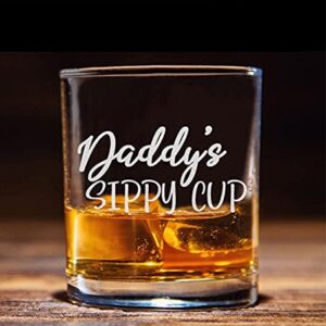 NeeNoNex Daddy's Sippy Cup Old Fashion Rocks Glass Funny New Dad Gifts Birthday Fathers Day Gift