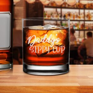 NeeNoNex Daddy's Sippy Cup Old Fashion Rocks Glass Funny New Dad Gifts Birthday Fathers Day Gift