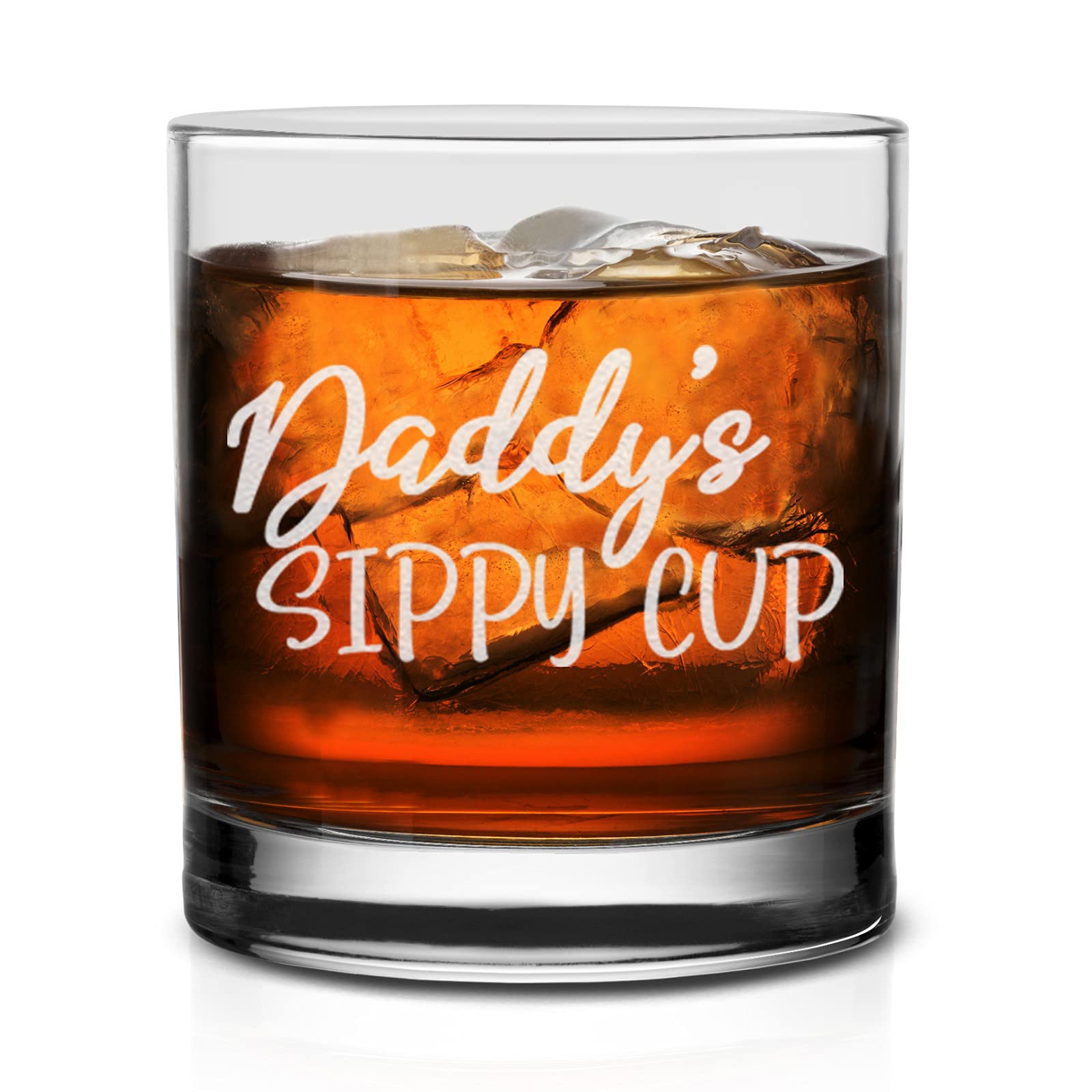 NeeNoNex Daddy's Sippy Cup Old Fashion Rocks Glass Funny New Dad Gifts Birthday Fathers Day Gift