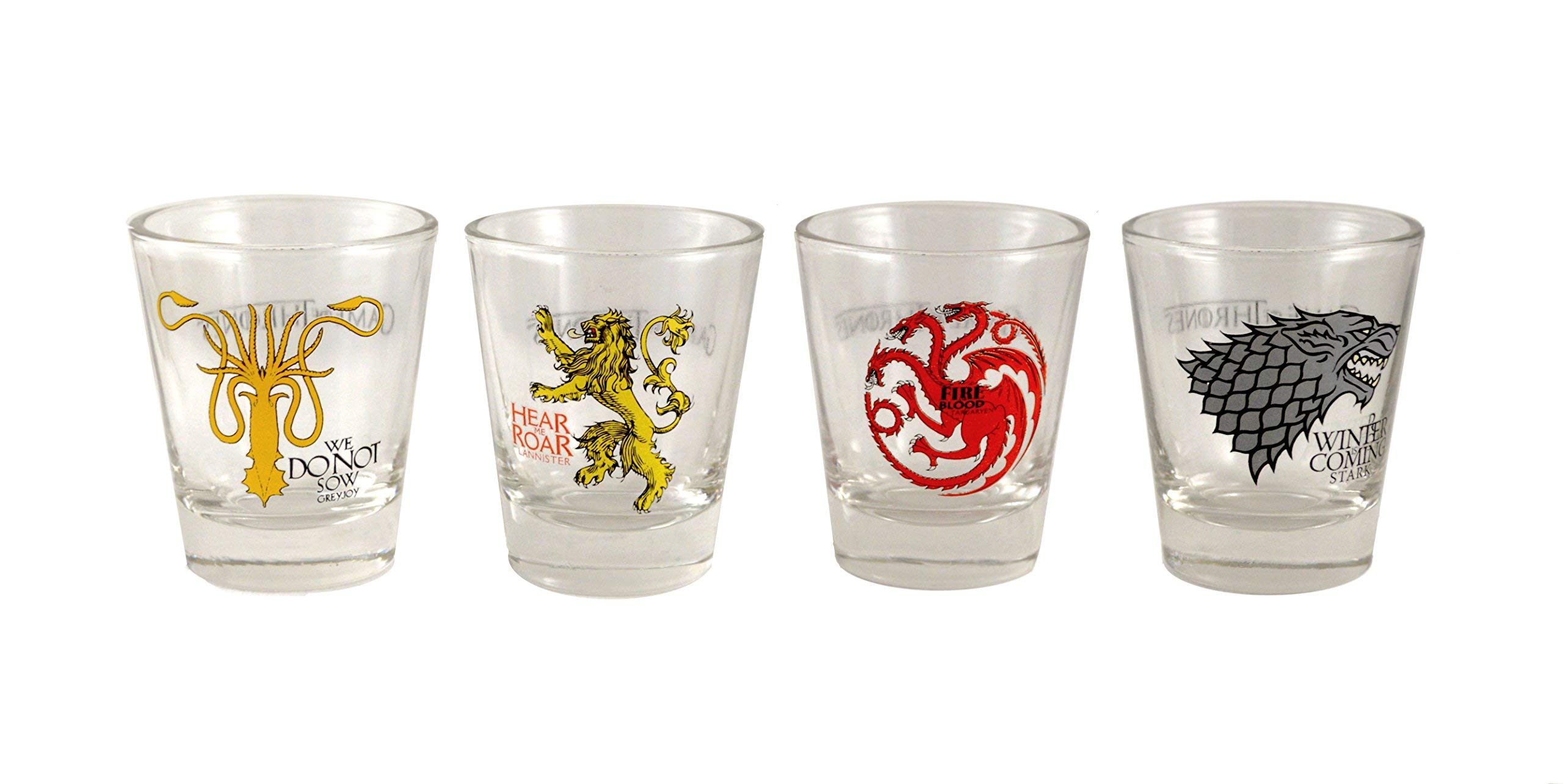 Game of Thrones Shot Glasses 4-Pack (Stark, Targaryen, Lannister, Greyjoy)