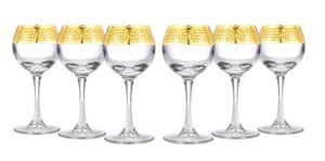 world gifts 6-piece gold rimmed sherry liqueur cordial glasses - 2 oz greek key pattern contemporary drinkware