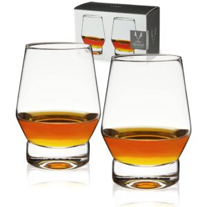 viski whiskey glasses with heavy footed base - crystal tumblers for scotch, bourbon, cocktails - 18.5 oz set of 2