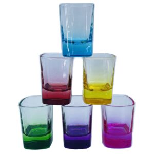 SWARLEY Shot Glasses Set - Cute Shot Glasses | Mini Shot - Tequila Glasses - Vasos de Chupito, Crystal Shot Glasses - Espresso Shot Glass - Colored Glass - Neon Shot (Multi Color) (6 pieces)