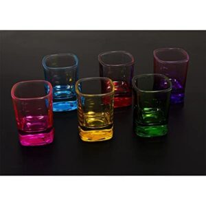 SWARLEY Shot Glasses Set - Cute Shot Glasses | Mini Shot - Tequila Glasses - Vasos de Chupito, Crystal Shot Glasses - Espresso Shot Glass - Colored Glass - Neon Shot (Multi Color) (6 pieces)