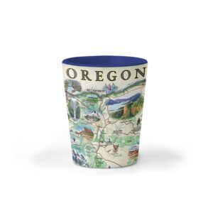 xplorer maps oregon state map ceramic shot glass, bpa-free - for office, home, gift, party - durable and holds 1.5 oz liquid