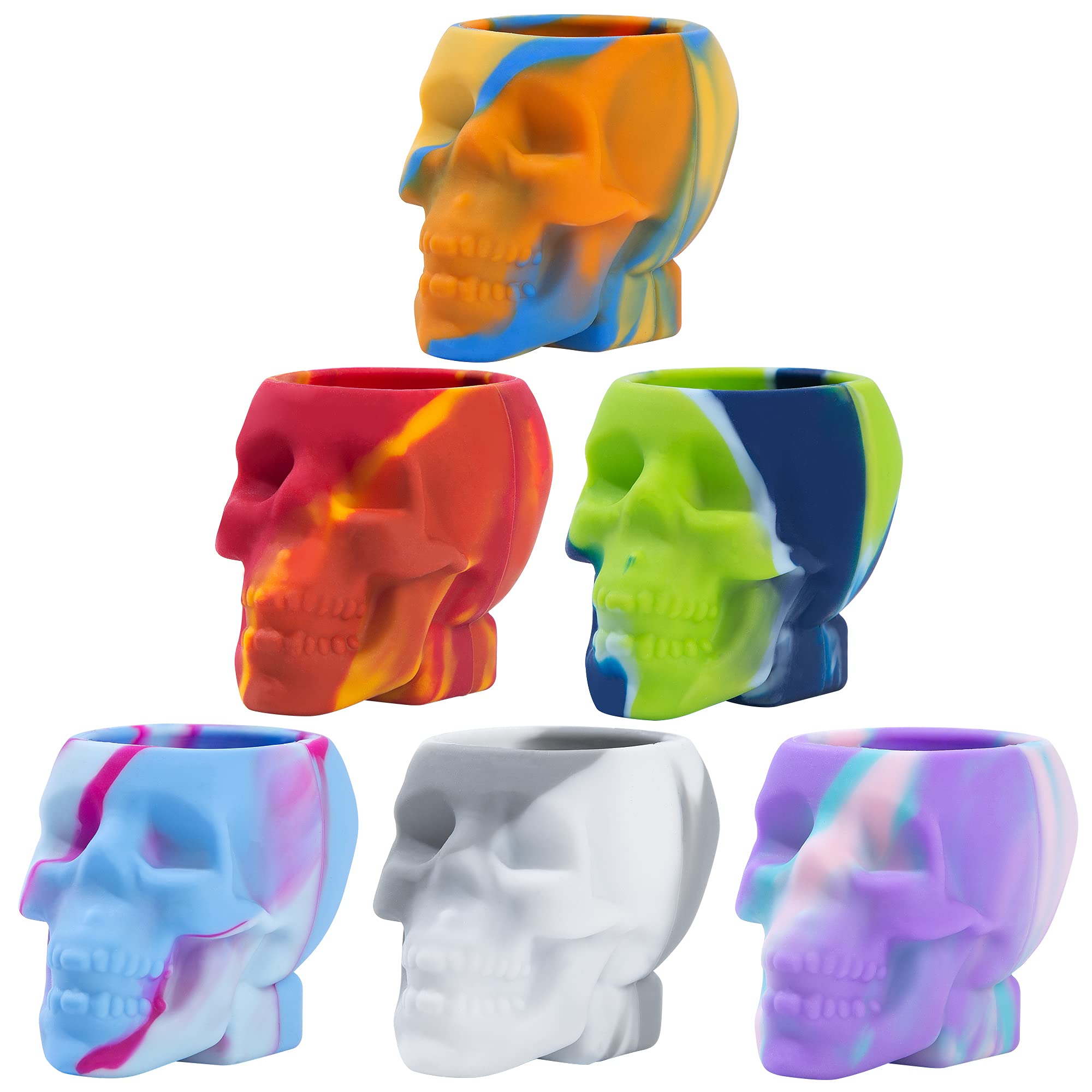 Shot Glasses Bulk Cool Shot Glasses Funny Tequila Cute Shot Glasses Skull Silicone Shot Glasses Unique Fun Shots for Party Shot Glasses Set of 6 Drinking Set for Men Women 1.69oz/50ml Tie-Dye Variety