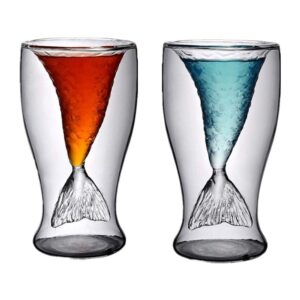 mermaid gifts, 2 pack 3.4oz mermaid tail cup mug for women girls, creative shot glasses drinking tumbler for cocktail whiskey, little mermaid adult gift for mother's day birthday bridal shower wedding