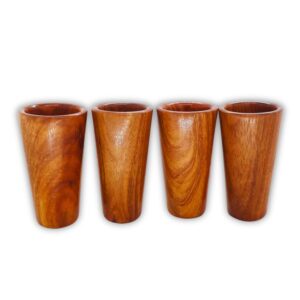 mextequil - wooden tequila shot glasses - set of 4 - authentic mexican tequila shot glasses - artisanal - handmade - 1.5 oz - granadillo wood - eco-friendly