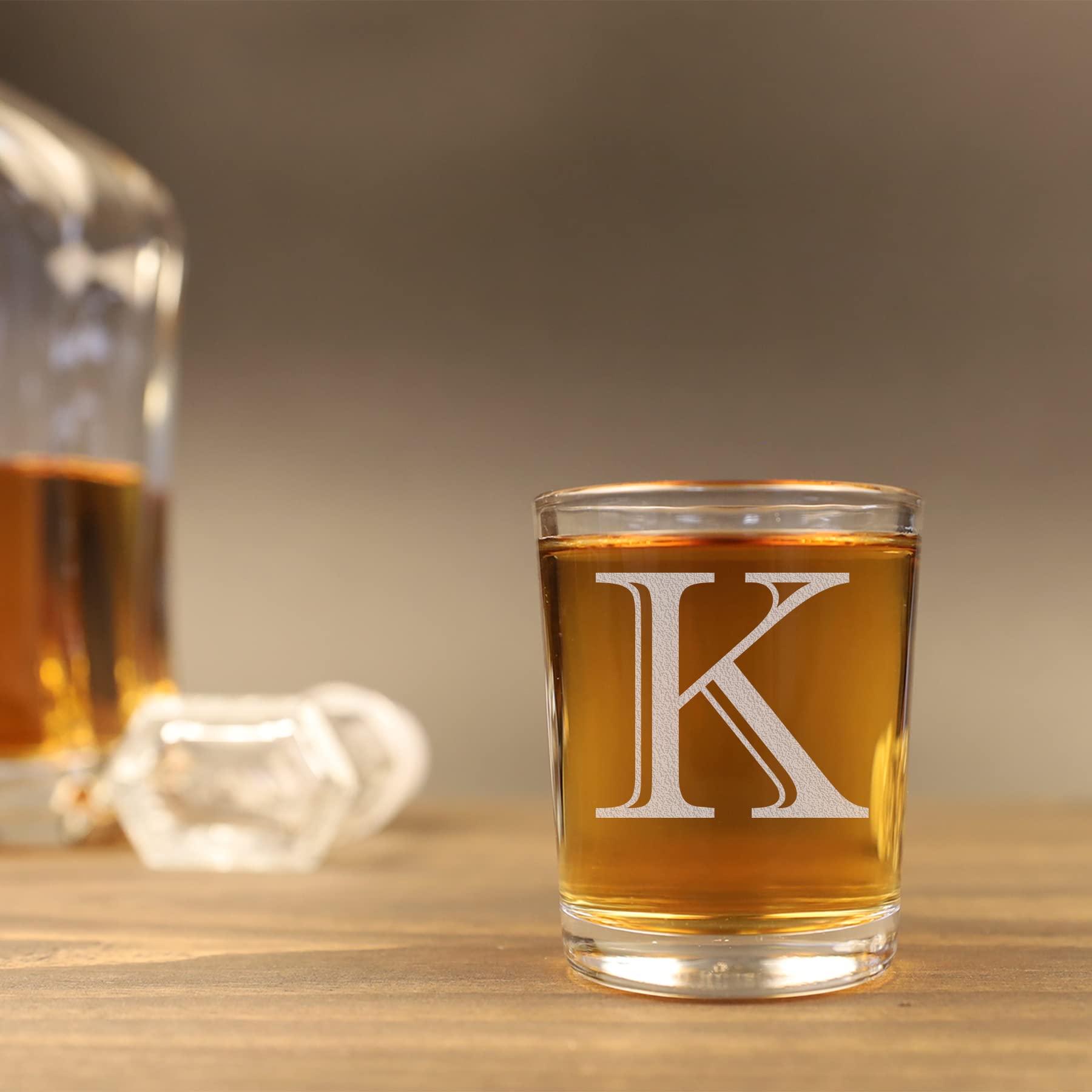 2pk Etched Monogram 2.5oz Shot Glasses (Letter K) A-Z Personalized shot glass, Custom shot glasses, Set of two Shot Glasses, Initial Birthday Gift shot glass Cute