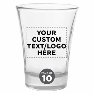custom shot glasses 2 oz. set of 10, personalized bulk pack - great for wedding, party, birthday, gifts - clear
