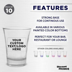 Custom Shot Glasses 2 oz. Set of 10, Personalized Bulk Pack - Great for Wedding, Party, Birthday, Gifts - Clear