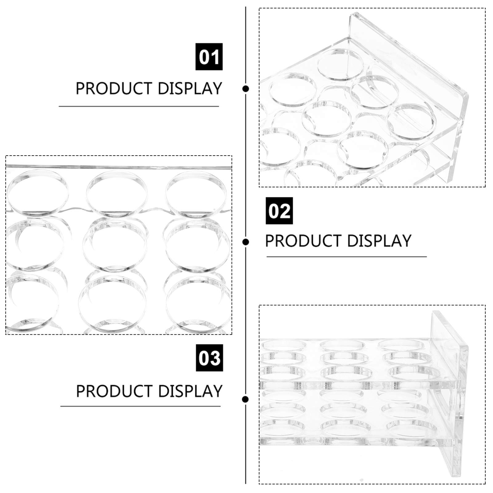 Beaupretty Shot Glasses Storage Organizer Acrylic Shot Glass Holder, Acrylic Shot Glass Stand/Rack/Display/Serving Tray for Bar,Pub,Party (3 Rows * 4 Hole Circle)