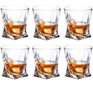 kingrol 6 pack old fashioned whiskey glasses, 10 oz heavy base glasses tumbler crystal glassware set for drinking bourbon, scotch