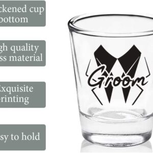 LADY & HOME Set of 7 Groomsmen Shot Glasses,Groom and Groomsman Shot Glasses for Bachelor Party Decorations and Favors,Groomsmen Gifts,Wedding Shot Glasses-1.75oz (Squiggle)