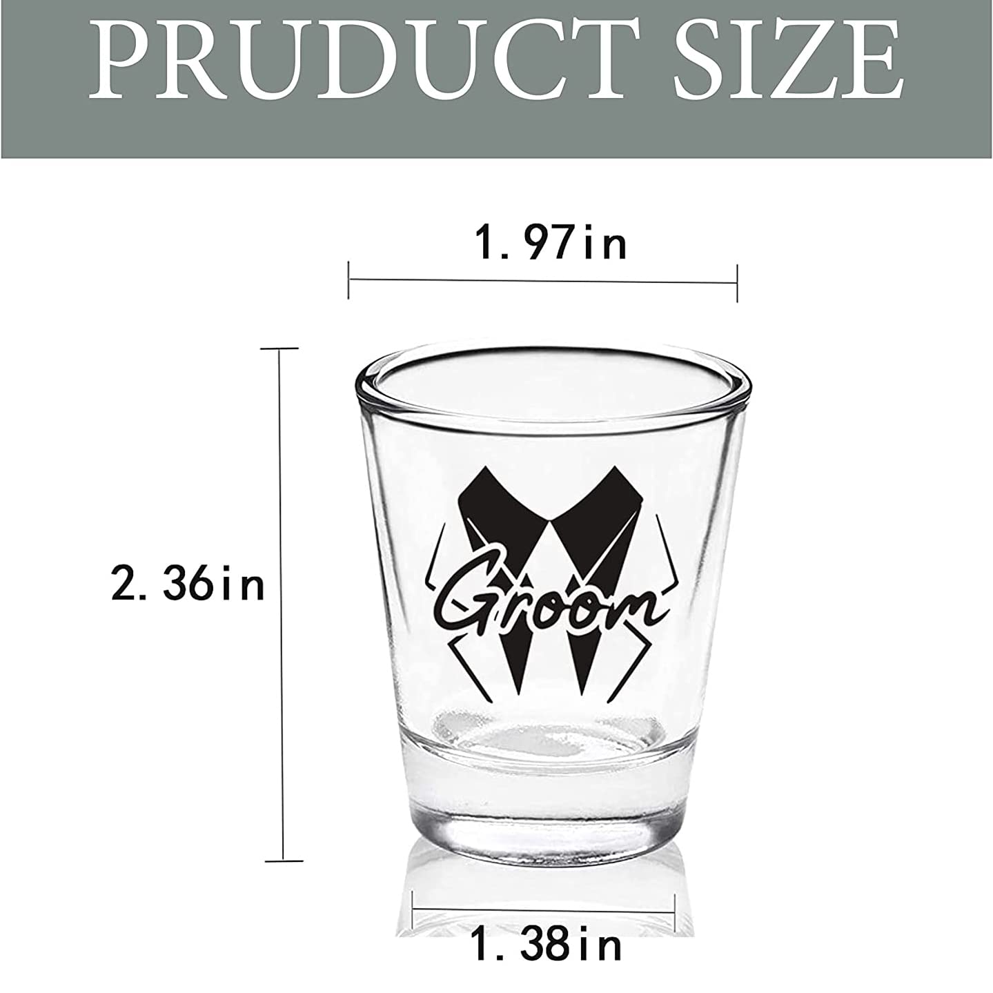 LADY & HOME Set of 7 Groomsmen Shot Glasses,Groom and Groomsman Shot Glasses for Bachelor Party Decorations and Favors,Groomsmen Gifts,Wedding Shot Glasses-1.75oz (Squiggle)