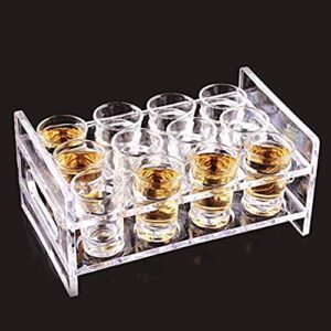 Allure Maek 12 Round Holes Shot Glasses Holder Acrylic 3 Rows Wine Glass Cup Rack Organizer Drinkware for Barware, Shot Glass Display,Bar Exhibition Party Festival (Acrylic)
