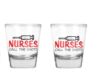 aw fashions nurses call the shots - funny nurse party favor gift - 2 pack round set of shot glass