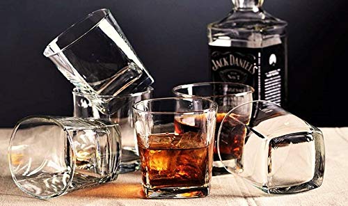 First to act tactical Crystal Whiskey Glasses Set of 6 Large Lead-Free Crystal Glass Tasting Cups Scotch Glasses Tumblers for Drinking Irish Whisky Bourbon Tequila (Square Tumbler, 6 * 9.1oz)