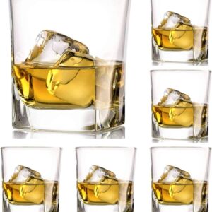 First to act tactical Crystal Whiskey Glasses Set of 6 Large Lead-Free Crystal Glass Tasting Cups Scotch Glasses Tumblers for Drinking Irish Whisky Bourbon Tequila (Square Tumbler, 6 * 9.1oz)