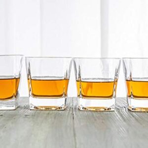 First to act tactical Crystal Whiskey Glasses Set of 6 Large Lead-Free Crystal Glass Tasting Cups Scotch Glasses Tumblers for Drinking Irish Whisky Bourbon Tequila (Square Tumbler, 6 * 9.1oz)