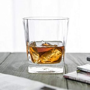 First to act tactical Crystal Whiskey Glasses Set of 6 Large Lead-Free Crystal Glass Tasting Cups Scotch Glasses Tumblers for Drinking Irish Whisky Bourbon Tequila (Square Tumbler, 6 * 9.1oz)