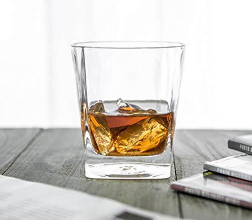 First to act tactical Crystal Whiskey Glasses Set of 6 Large Lead-Free Crystal Glass Tasting Cups Scotch Glasses Tumblers for Drinking Irish Whisky Bourbon Tequila (Square Tumbler, 6 * 9.1oz)