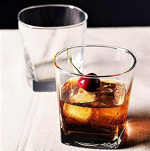 First to act tactical Crystal Whiskey Glasses Set of 6 Large Lead-Free Crystal Glass Tasting Cups Scotch Glasses Tumblers for Drinking Irish Whisky Bourbon Tequila (Square Tumbler, 6 * 9.1oz)