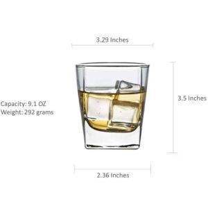 First to act tactical Crystal Whiskey Glasses Set of 6 Large Lead-Free Crystal Glass Tasting Cups Scotch Glasses Tumblers for Drinking Irish Whisky Bourbon Tequila (Square Tumbler, 6 * 9.1oz)