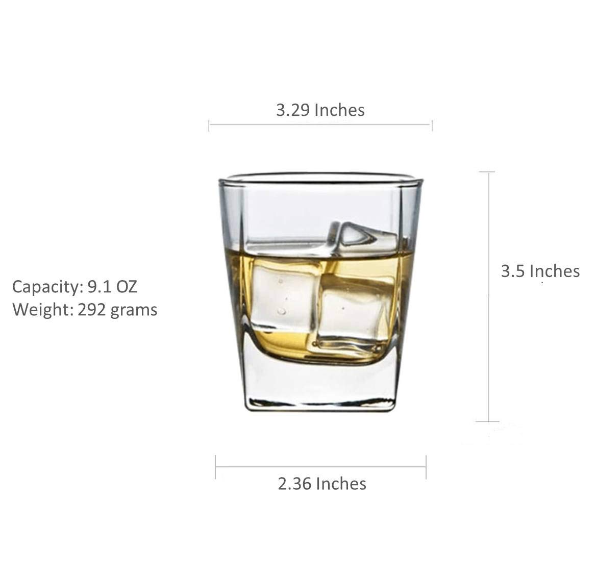 First to act tactical Crystal Whiskey Glasses Set of 6 Large Lead-Free Crystal Glass Tasting Cups Scotch Glasses Tumblers for Drinking Irish Whisky Bourbon Tequila (Square Tumbler, 6 * 9.1oz)