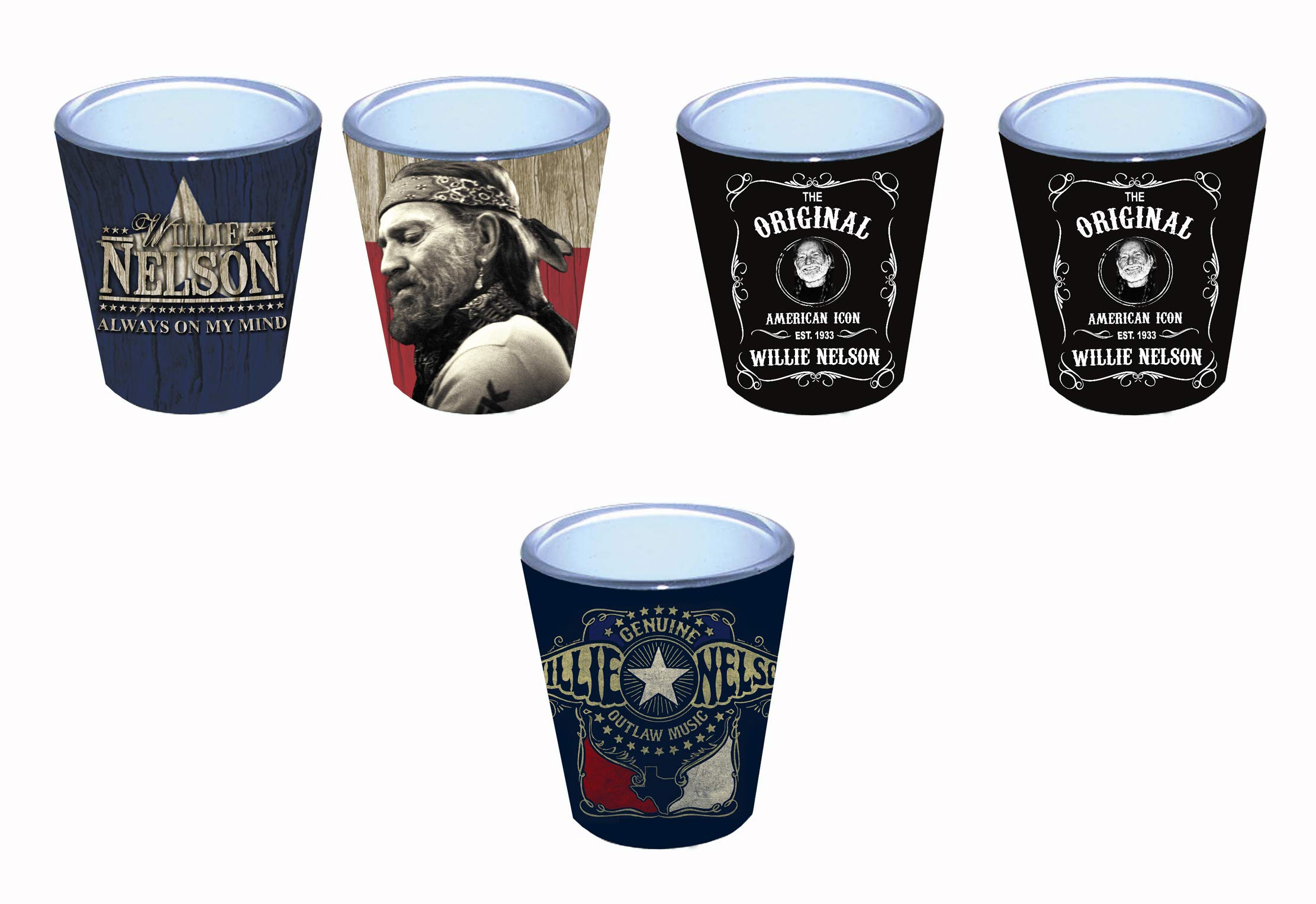 Willie Nelson Shot Glasses - Set of 3 - Black & White and Always