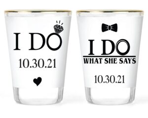 personalized wedding gift for couple | bride groom gift | i do and i do what she says gift set | just married couple | funny wedding gift