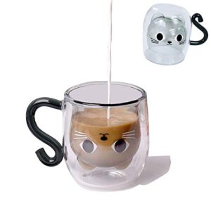 growom cute cat mug best gift tea glass cup double-layer glass high temperature resistant high borosilicate glass cup latte cappuccino christmas glass