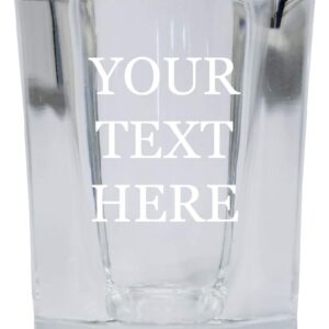 Customizable 2 Ounce Etched Square Shot Glass Engraved Personalized with Custom Text